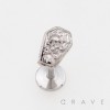 SKULL CROSSBONES ENGRAVED COFFIN 316L SURGICAL STEEL THREADLESS PUSH-PIN LABRET SET